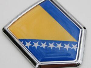 Bosnia Chrome Domed Flag Crest Emblem Decal Sticker