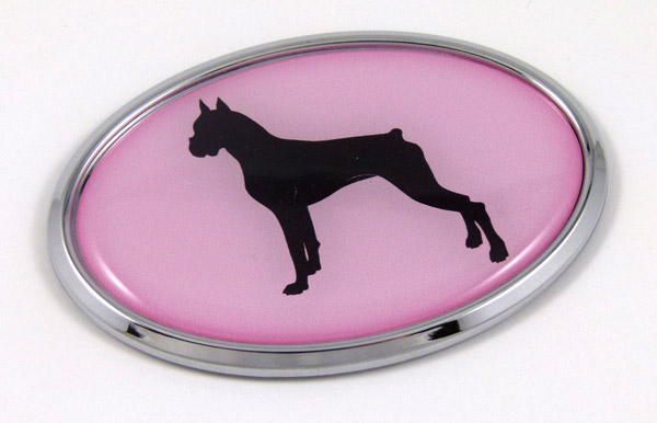 Boxer Pink Oval 3D Adhesive Chrome Emblem