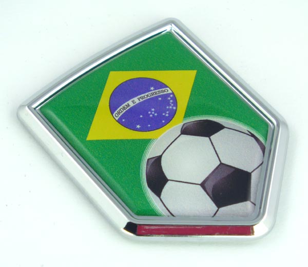 Brazil Soccer Crest 3D Adhesive Chrome Auto Emblem