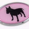 Bull Terrier Pink Oval 3D Adhesive Chrome Emblem