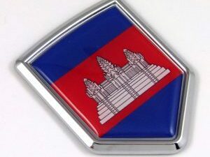Cambodia 3D Adhesive Flag Crest Chrome Car Emblem