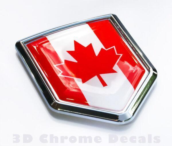 Canada Flag Canadian Emblem Chrome Crest Decal Sticker 3D