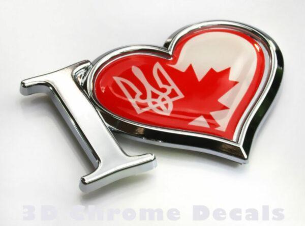 Canada I Love Decal Chrome Emblem Sticker Car
