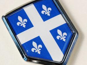 Canada Quebec Flag Crest Chrome Emblem Car Decal Fleur De Lis