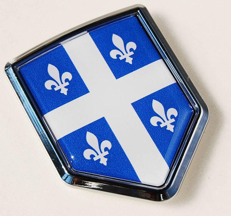 Canada Quebec Flag Crest Chrome Emblem Car Decal Fleur De Lis