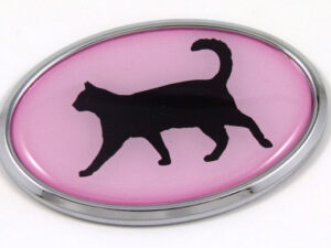 Cat Pink Oval 3D Adhesive Chrome Emblem