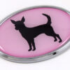Chihuahua Pink Oval 3D Adhesive Chrome Emblem