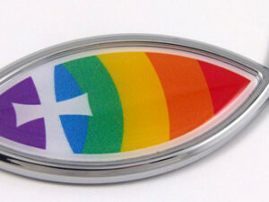 Christian Rainbow Jesus Fish 3D Auto Emblem