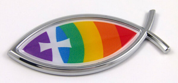 Christian Rainbow Jesus Fish 3D Auto Emblem