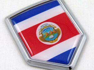 Costa Rica Flag Crest 3D Domed Adhesive Chrome Emblem