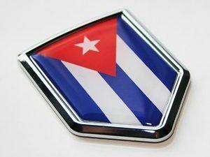 Cuba Cuban Flag Decal Crest Chrome Emblem Sticker 3D