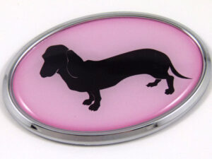 Deschaund Pink Oval 3D Adhesive Chrome Emblem