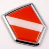Diver Flag Logo 3D Shield Emblem Domed Chrome Sticker