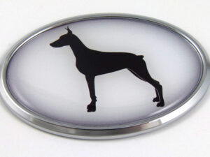 Doberman 3D Adhesive Oval Chrome Pet Emblem