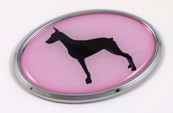 Doberman Pink Oval 3D Adhesive Chrome Emblem
