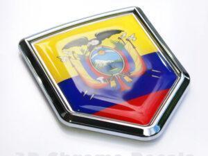 Ecuador Flag Emblem Chrome Crest Decal Bumper Sticker
