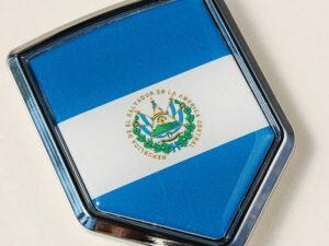 El Salvador Flag Crest Chrome Emblem Decal Sticker