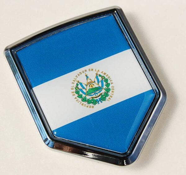 El Salvador Flag Crest Chrome Emblem Decal Sticker