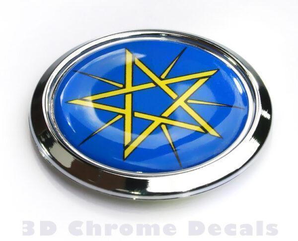 Ethiopia Decal Flag CIRCULAR Chrome Emblem Bumper Sticker 3D