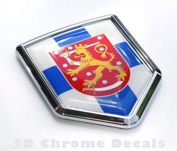 Finland Flag Emblem Chrome Crest Decal Sticker