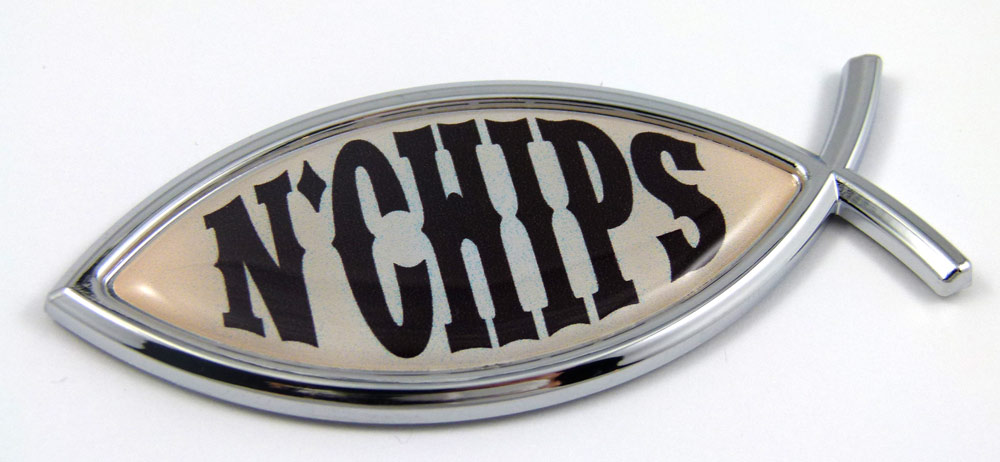 Fish N Chips Jesus Fish 3D Adhesive Car Emblem