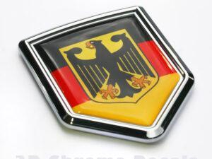 German Decal Germany Flag Crest Chrome Emblem Sticker