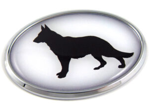 German Sheppard 3D Adhesive Oval Chrome Pet Emblem