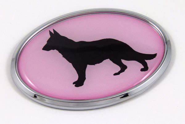 German Sheppard Pink Oval 3D Adhesive Chrome Emblem