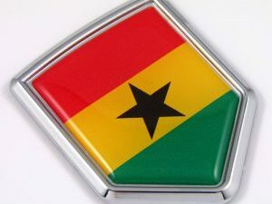 Ghana 3D Chrome Flag Crest Emblem Car Decal
