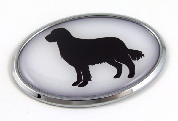 Golden Retriever 3D Adhesive Oval Chrome Pet Emblem