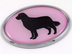 Golden Retriever Pink Oval 3D Adhesive Chrome Emblem