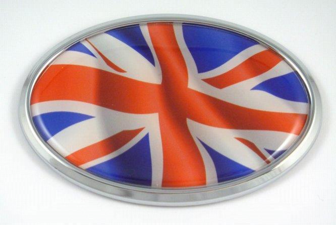 Great Brittian Wave Flag Oval 3D Chrome Emblem