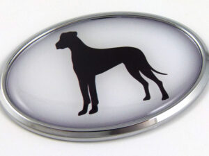 Great Dane 3D Adhesive Oval Chrome Pet Emblem