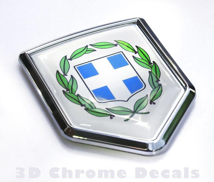 Greece Flag Greek Emblem Chrome Crest Decal Bike Sticker