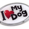 I Love Dog Oval 3D Adhesive Chrome Emblem