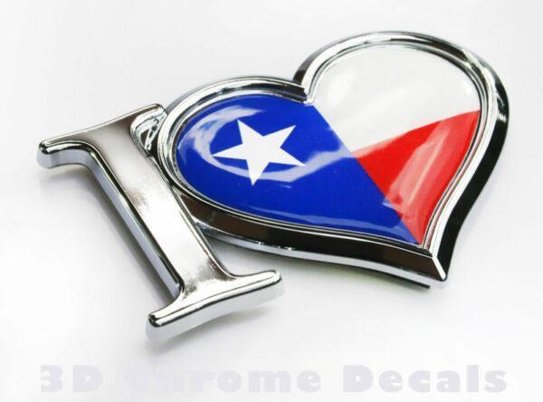 I Love Texas State Flag Chrome Emblem Sticker Car Bike Sticker D