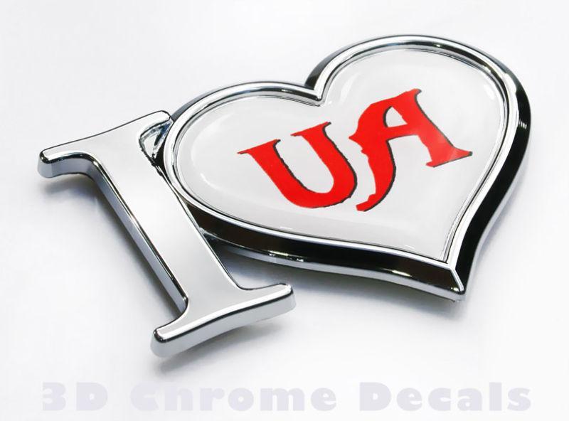 I Love UA Ukraine Decal Chrome Emblem Sticker Car Bike Sticker D