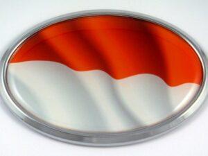 Indonesia Wave Flag Oval 3D Chrome Emblem