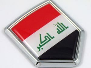Iraq 3D Chrome Flag Crest Emblem Car Decal