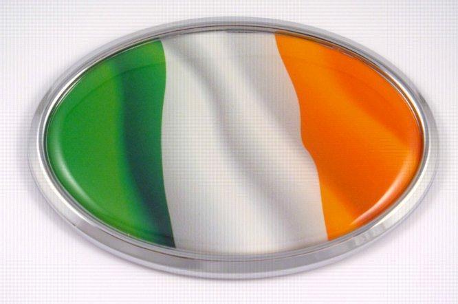 Ireland Wave Flag Oval 3D Chrome Emblem