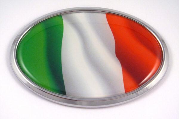 Italian Wave Flag Oval 3D Chrome Emblem