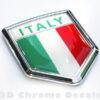 Italy Italian Flag Crest Chrome Emblem Decal 3D Sticker