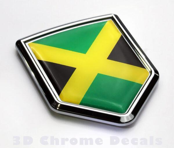 Jamaica Flag Jamaican Emblem Chrome Crest Decal Sticker