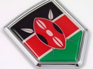 Kenia 3D Chrome Flag Crest Emblem Car Decal