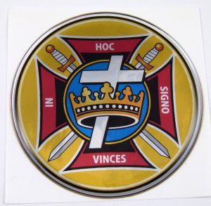 Knights Templar Domed 3D Chrome Background Adhesive Car Badge