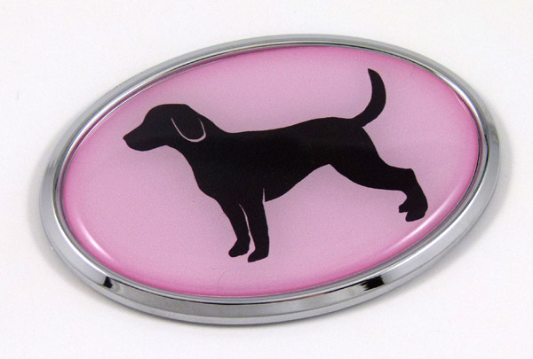 Labrador Pink Oval 3D Adhesive Chrome Emblem