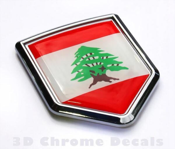 Lebanon Flag Lebanese Emblem Chrome Crest Decal Sticker