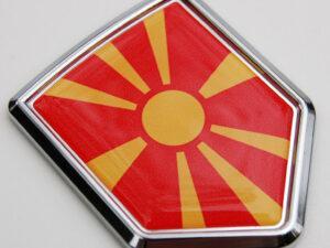 Macedonia Chrome Domed Flag Crest Emblem Decal Sticker