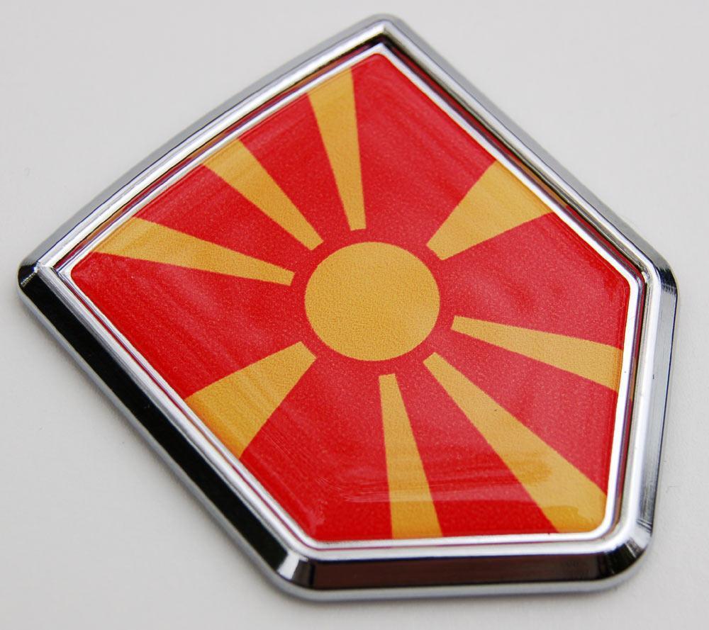 Macedonia Chrome Domed Flag Crest Emblem Decal Sticker