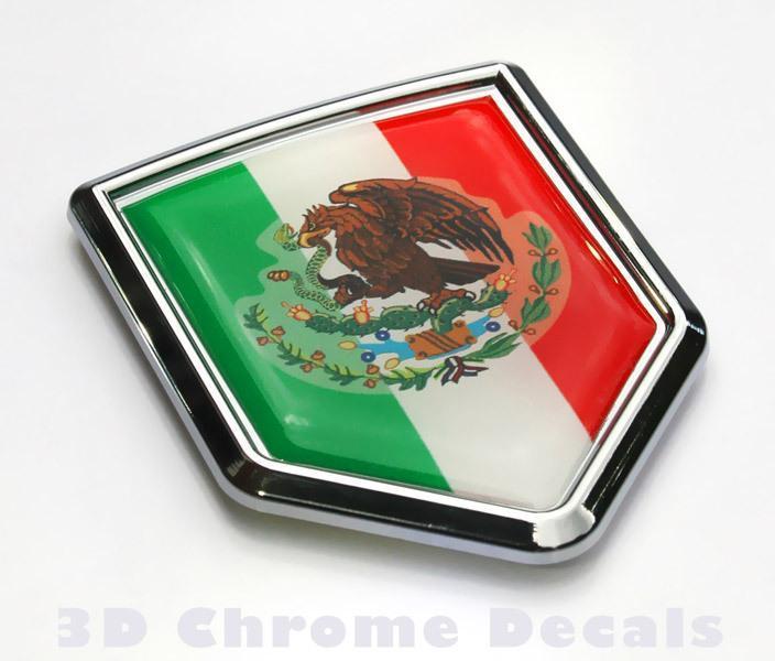 Mexico Flag Mexican Emblem Chrome Crest Decal Sticker